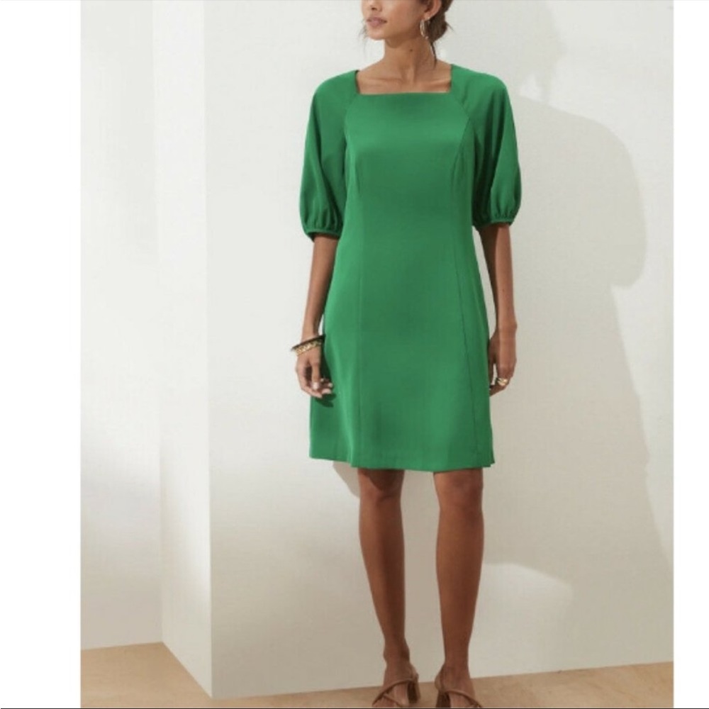 NWT BANANA REPUBLIC Kelly green shift dress puff sleeve sz. M
